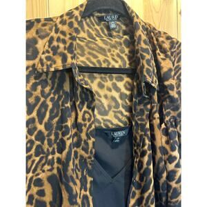 Lauren Ralph Lauren Women's L/G Leopard Print Sheer Button Down